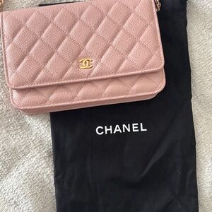 CHANEL Classic Quilted Wallet On Chain Pink
